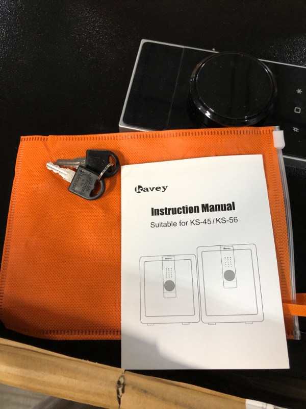 Photo 4 of (PREVIOUSLY OPENED BUT SEEMS NEW) Kavey 1.6 Cub Home Safe, Safe Box with Digital Touch Screen Keypad and Sensitive Alarm System, Money Safe With Removable Shelf and LED Light, Small Safe for Money Jewelry Document Valuable Handgun BLACK-1.6 CUB