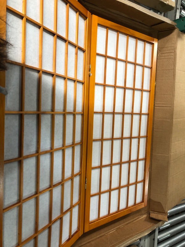 Photo 2 of (SIMILAR TO STOCK PHOTO, SEE NOTES) 3 ft. Short Window Pane Shoji Screen - Honey - 4 Panels