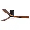 Photo 1 of 52 in. Smart Low Profile Ceiling Wall Fan in Matte Black with Remote and 3 Carved Wood Fan Blade