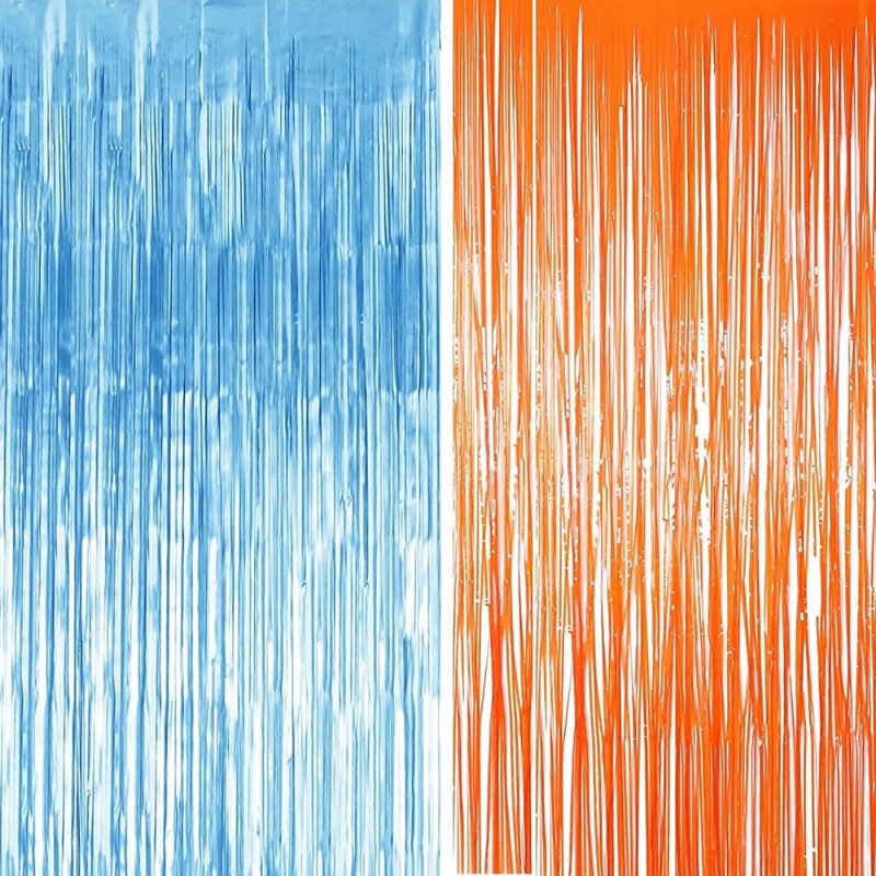 Photo 1 of 2 Pack of Blue & Orange Fringe Curtain Backdrop