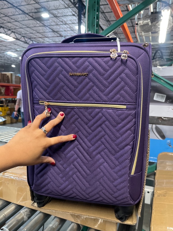 Photo 3 of BAGSMART Carry On Luggage 20 Inch, Expandable Suitcase, 2 Piece Luggage Sets Luggage Airline Approved Rolling Softside Lightweight Suitcases with Front Pocket for Women Men, Carry-On Purple