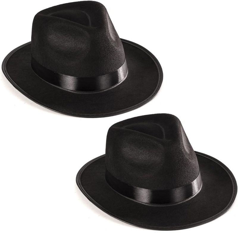 Photo 1 of Funny Party Hats Black Gangster Hat - Black Fedora Hats - Costume Hats - Costume Accessories
