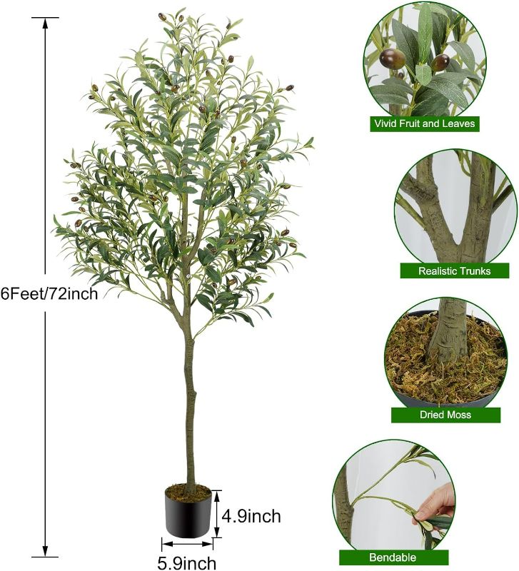 Photo 4 of (READ FULL POST) Olive Tree Artificial Indoor 6FT, GTIDEA Artificial Tree Fake Tree Indoor Large Faux Olive Tree and Fruits Artificial Plants Indoor Fake Silk Trees for Spring Home Decor Office Living Room Floor
