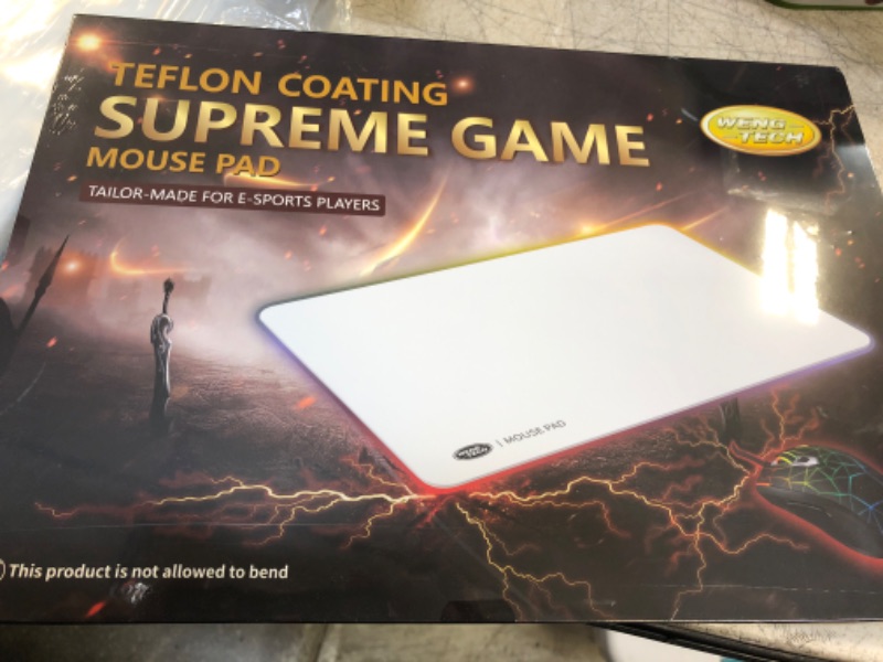 Photo 2 of WengTech Teflon Coating Gaming Mouse Pad - Optimized for Gaming Sensor, Precise Positioning, Ultra-Thin, Stable Output, Non-Slip, Waterproof (Classic White, 13.7x9.4x0.02 inches)