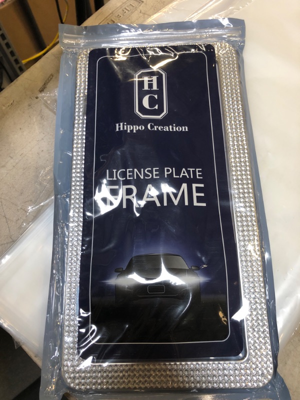 Photo 2 of Crystal Bling License Plate Frames for Women - 1 Pack Handcrafted Acrylic Bedazzled Cover, Clear Crystal Stainless Steel Girly Queen Sparkle License Plate Frame Cute Diamond Shiny Black Sparkly Cover Crystal (Pack of 1)