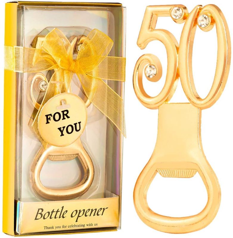 Photo 1 of  Golden Bottle Opener for 50th Birthday Party Favor or 50th Wedding Anniversary Party Gift 50th Birthday Party Gift Souvenir Decoration for Guest