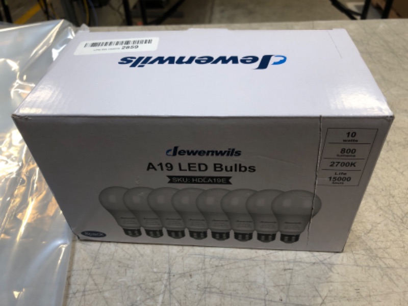 Photo 1 of DEWENWILS 8-Pack Dimmable LED A19 Light Bulb, Soft White Light with Warm Glow, 800 Lumen, 2700K, 10W (60 Watt Equivalent), E26 Medium Screw Base, UL Listed