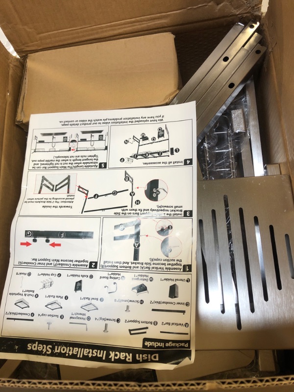 Photo 1 of BOOSINY Over Sink Dish Drying Rack 3 Tier Full 304 Stainless Steel Above Sink Dish Drainer for Kitchen Shelf, Expandable Over The Shelf Storage Organization (Black - 25.5"-35.5")