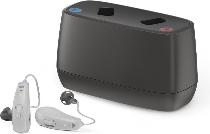 Photo 1 of Jabra Enhance Select 50R Hearing Aids - Rechargeable, Nearly Invisible & Lightweight for All-Day Comfort - Designed for Mild to Moderate Hearing Loss - Includes Virtual Audiology Care – Gray
