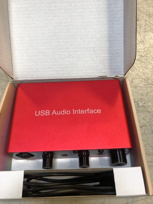 Photo 2 of USB Audio Interface Solo with 48V Phantom Power 24Bit/192kHz Works with Most DAWs and Recording Software, USB Audio Interface Plug and Play Perfect for Podcasting, Recording and Live streaming OT001B-R