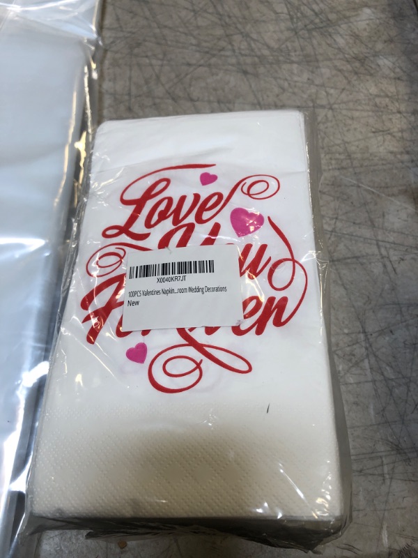 Photo 2 of 100PCS Valentines Napkins Paper Guest Towels Disposable Valentine's Day Party Supplies Guest Napkins Dinner Hand Napkins Decorative for Bathroom Wedding Decorations Love