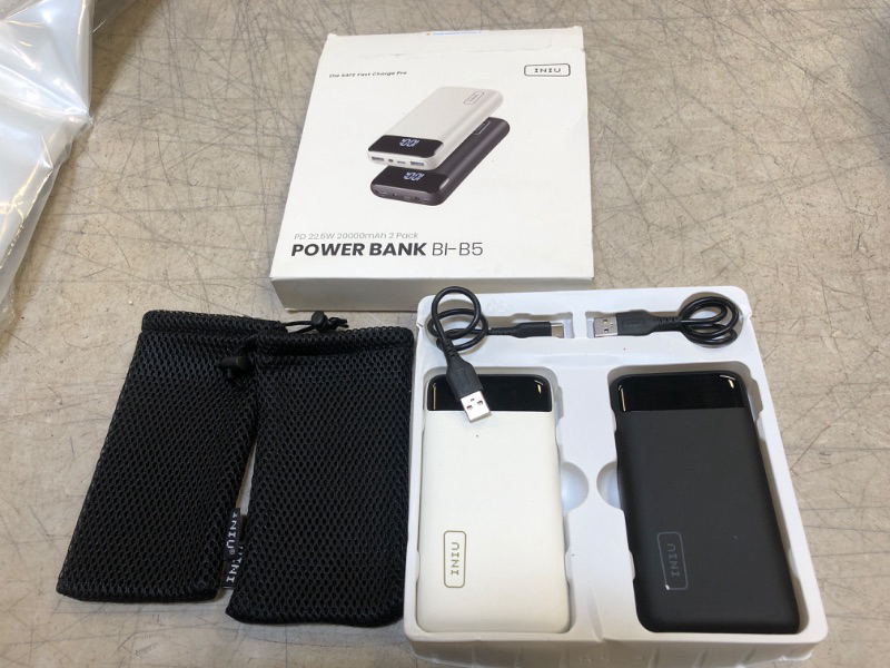 Photo 2 of [2 Pack] INIU Portable Charger, 22.5W PD QC Fast Charging 20000mAh LED Display Power Bank External Battery Pack Compatible with iPhone 14 13 12 X Pro Max Samsung S21 Google LG AirPods iPad Tablet, etc