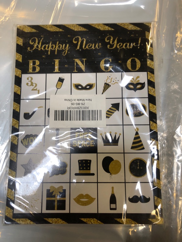 Photo 2 of 24 Players Happy New Year Bingo Game Set, Indoor Home Activities for Family and Large Groups, 24Pcs Different Bingo Card and 616Pcs Stickers, Adult Teen Happy New Year Night Party Favor Supplies -05 Happy New Year Bingo Game 05