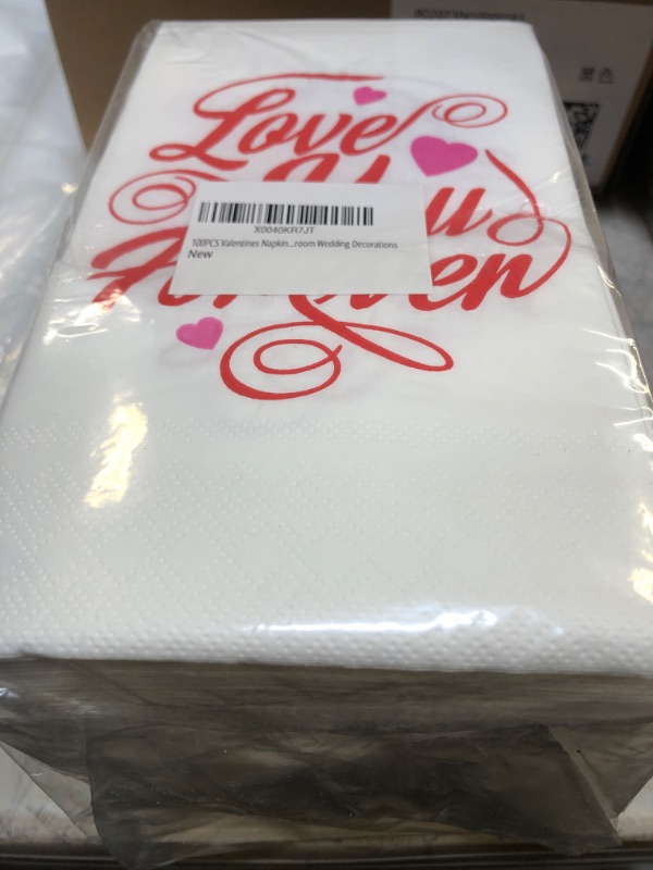Photo 2 of 100PCS Valentines Napkins Paper Guest Towels Disposable Valentine's Day Party Supplies Guest Napkins Dinner Hand Napkins Decorative for Bathroom Wedding Decorations Love