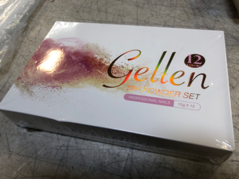 Photo 1 of Gellen Dip Powder Nail Kit Starter, 6 Colors Bright Rainbow, Acrylic Dipping Powder System Liquid Set - with Base & Top Coat/Activator/Brush Saver/ 12 Pcs, for French Nail Art Manicure DIY Salon 6 Colors Kit - Bright Multiples