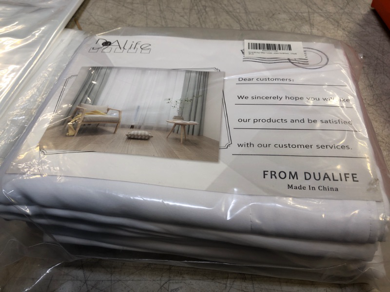 Photo 2 of DUALIFE Pure White Extra Long Curtains 108 Inches Long for Living Room Rod Pocket Back Tab Tall Drapes Window Treatment Extra Long Curtain for High Ceiling Patio Sliding Glass Door Backdrop 52"W x 108"L White