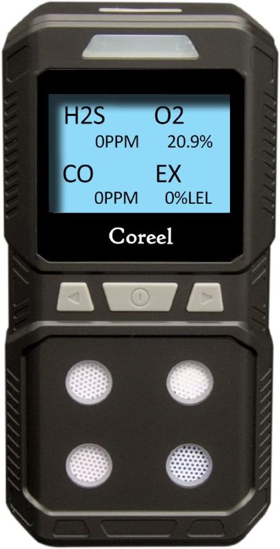 Photo 1 of 4 Gas Monitor, Portable CO, H2S, O2,EX Gas Detector Meter - Ready to Use (Black)
