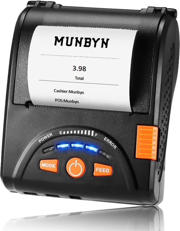 Photo 1 of MUNBYN Bluetooth Receipt Printer, 58mm Mini Wireless POS Receipt Printer 2" Mobile Thermal Printer Restaurant, Portable Receipt Printer for Android/Windows(Not Support iOS/iPhone/iPad/Mac/DoorDash)
