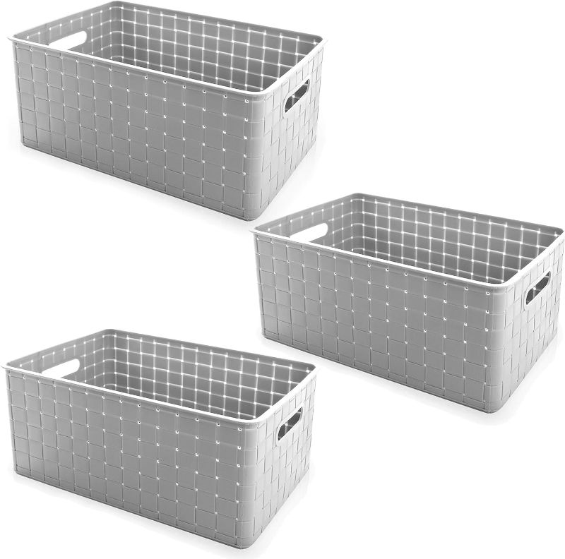 Photo 1 of BINO | Plastic Basket, Large - Light Grey 5 pcs 