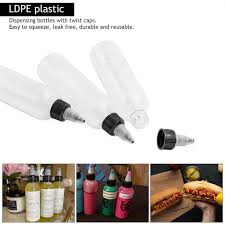 Photo 1 of 3 pcs Clear Dispensing Bottles, Round Plastic Squeeze Bottle With Twist Top Caps For Oils/Liquids/Inks/Crafts, Kitchen And Food Grade Household