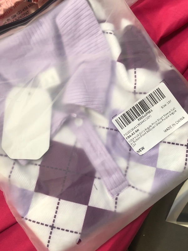 Photo 2 of Argyle Pattern Polo Fashion Slim-fit (Color : Purple, Size  10 y 