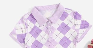 Photo 1 of Argyle Pattern Polo Fashion Slim-fit (Color : Purple, Size  10 y 