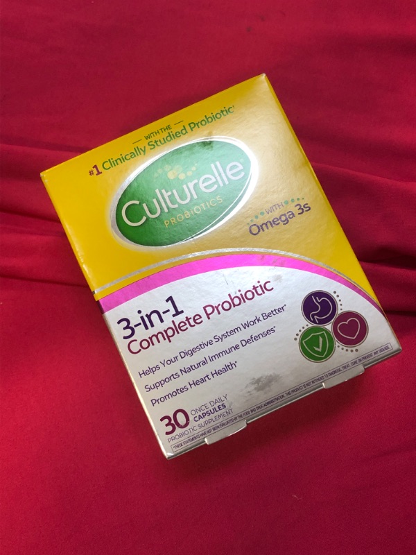 Photo 2 of Culturelle 3-in-1 Complete Probiotic Daily Formula, Once Per Day Probiotic Supplement, Helps Your Digestive System Work Better, Supports Natural Immune Defenses, Plus Omega 3's, Non-GMO, 30 Count exp 03 25  