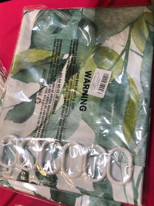 Photo 1 of Funnytree 72x72 Inch Green Eucalyptus Shower Curtain Set with 12 Hooks - Lightweight, Water-Repellent for Bathrooms, Bathtubs Light Green Plastic
