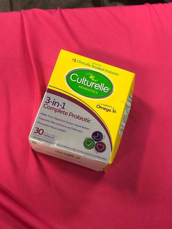 Photo 2 of Culturelle 3-in-1 Complete Probiotic Daily Formula, Once Per Day Probiotic Supplement, Helps Your Digestive System Work Better, Supports Natural Immune Defenses, Plus Omega 3's, Non-GMO, 30 Count exp 03 - 2024  