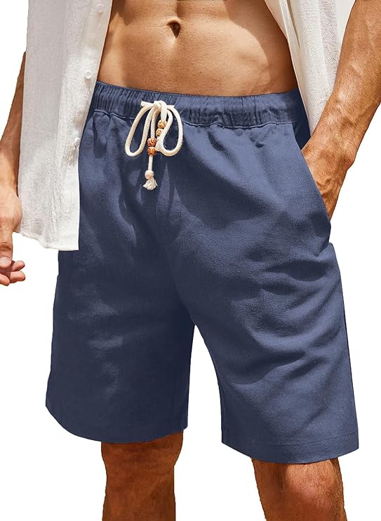 Photo 1 of ANGGREK Men's Linen Casual Classic Fit Short Drawstring Summer Beach Shorts Workout Golf Shorts Cotton Cargo Shorts for Men
 M 