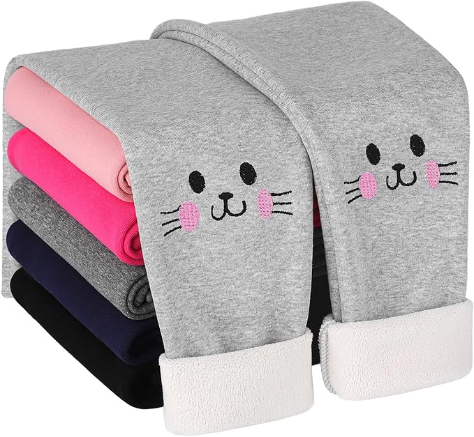 Photo 1 of 1 Pair Girls Winter Fleece Lined Leggings Kitty Print Thick Warm Thermal Leggings Cotton Girls Full Length Pants
 7-8 t 