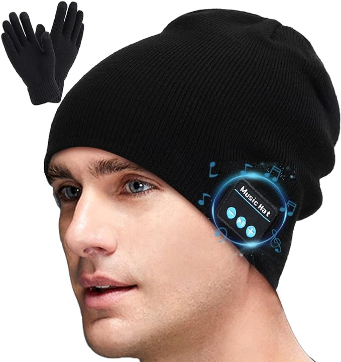 Photo 1 of  Beanie Hat Music Hat with Gloves for Men Women Gift Unisex Music Beanie for Outdoor Sports 