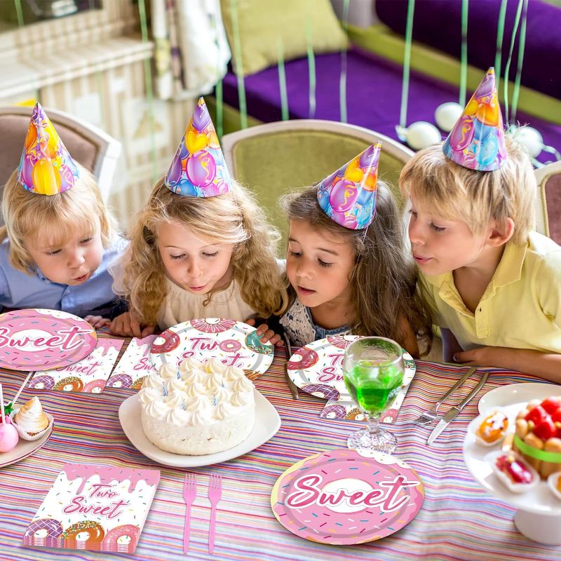 Photo 1 of  Donut Birthday Party Supplies Girls Donut Themed Tableware Table Decor  only comes with decor for table  