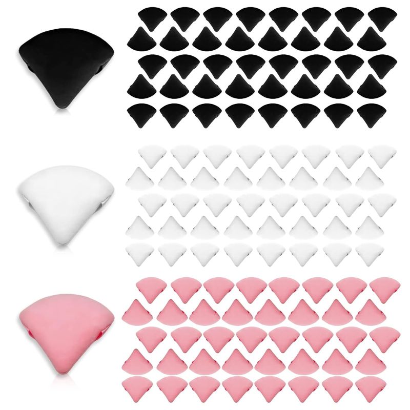 Photo 1 of 120 Pcs Velour Triangle Powder Puff Soft Velour Makeup Puff Velour Puffs Face Powder Makeup Triangle Sponges Wet and Dry Cosmetic Foundation