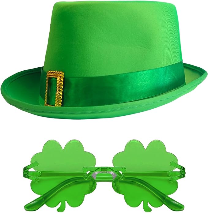 Photo 1 of Exlinonline St Patrick Sunglasses with Hat For Women Men Kids Clothing Accessories Shamrock Outift Dress Green