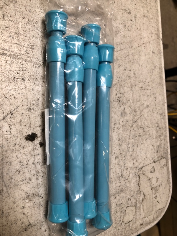 Photo 2 of 4 Pcs Tension Rod, Goowin Short Tension Rod, No Drilling Small Tension Rods for Closet, Rustproof Spring Rod, Mini Thin Tension Rods for Cabinets, Cupboard, Wardrobe Bars, Bookcase (Blue, 7-11 inch)
