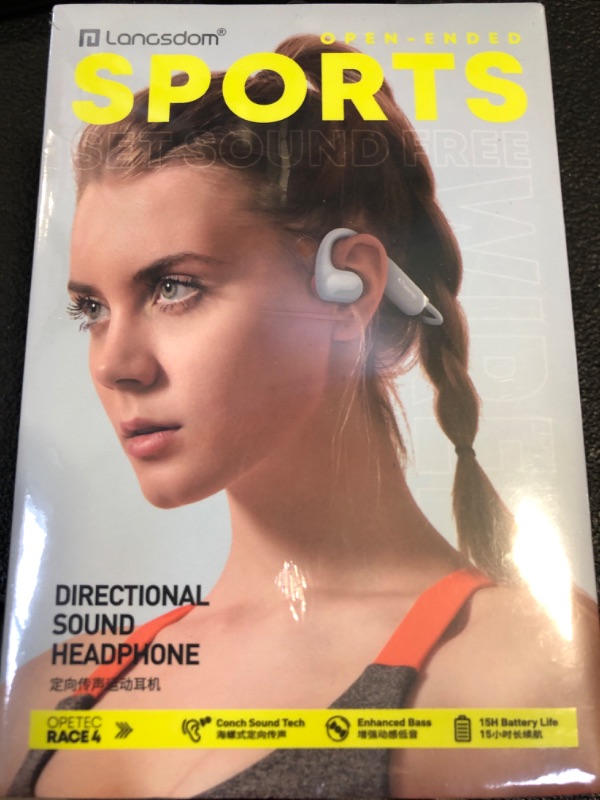 Photo 2 of Langsdom Open Ear Sport Headphones Bass Enhanced Opetec Race 4 Directional Sound Transmission Wireless Bluetooth Headsets 15H Playtime for Music, Sports, Running, Cycling, Hiking