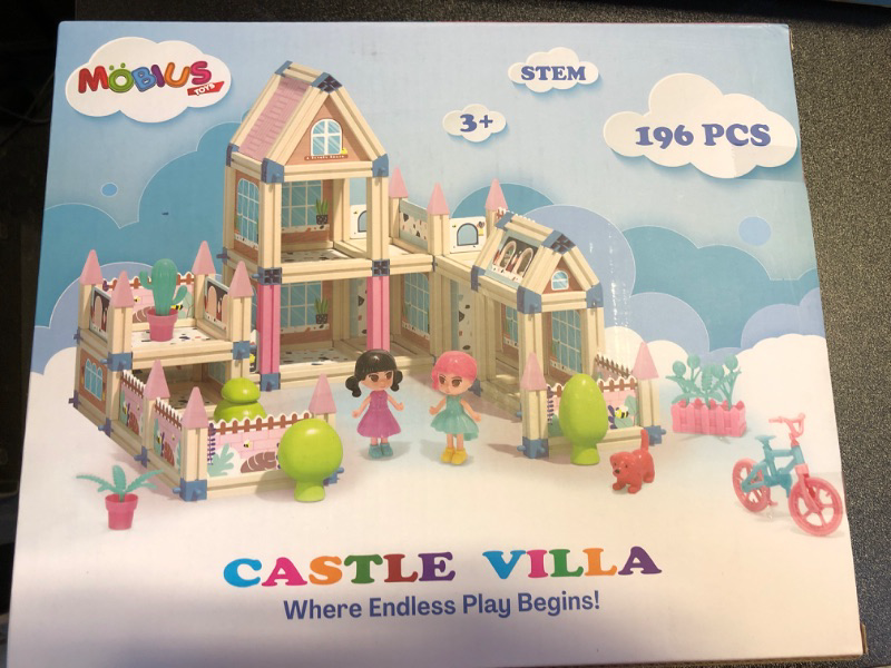 Photo 2 of 233-Piece 3D Princess Castle Villa Doll House Building Toy Set - STEM Montessori DIY Building Blocks Toys - Dollhouse for Girls Age 5 6 7 8 Year Old, LED Lights, ABS Plastic, Creative Kids Gift 233-Pcs Playset