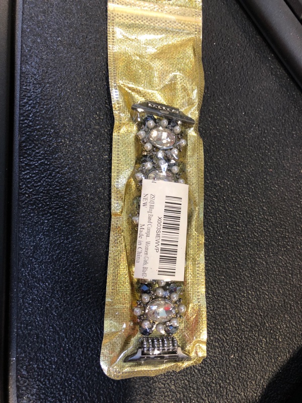Photo 1 of Beaded Bracelet Compatible with Apple Watch Band 38mm 40mm 41mm 42mm 44mm 45mm 49mm Women Girl, Diamond Rhinestone Metal Durable Bling Strap for iWatch Series Ultra SE 8 7 6 5 4 3 2 1 Black 42/44/45/49mm-M(5.7''-6.5'')