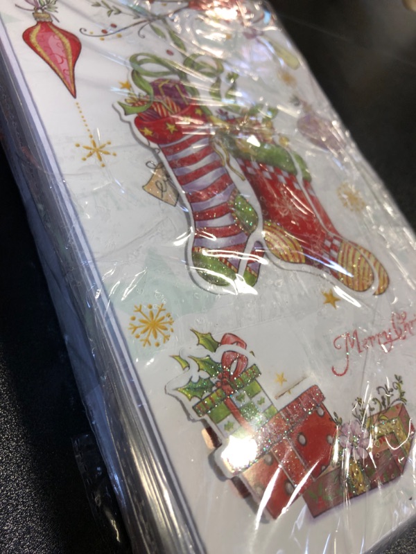 Photo 1 of Christmas Cards Set, 16 Pcs Merry Christmas Cards with Envelopes Bulk 2.5D Raised Pattern Foil & Glitter Christmas Greeting Cards 8x4 Holiday New Years Cards 2PK