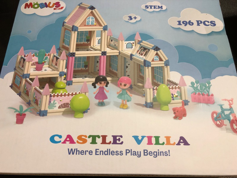 Photo 2 of 233-Piece 3D Princess Castle Villa Doll House Building Toy Set - STEM Montessori DIY Building Blocks Toys - Dollhouse for Girls Age 5 6 7 8 Year Old, LED Lights, ABS Plastic, Creative Kids Gift 233-Pcs Playset