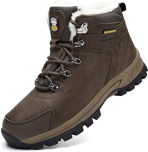 Photo 1 of  Mens Womens Winter Snow Boots Hiking Climping Booties Warm Waterproof Fur Lined Non Slip Leather Ankle US