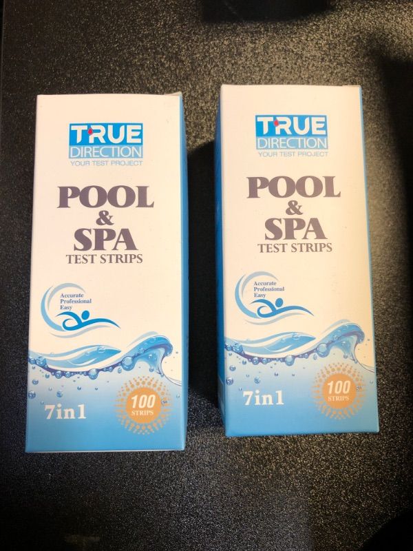 Photo 2 of Pool and Spa Test Strips-7 Way Pool Test Kit, Accurate Hot Tub Test Strips for Bromine, pH,Cyanuric Acid, Total Hardness, Total Alkalinity and Chlorine Test Strips, 100 Counts Spa 7 Way 2PK