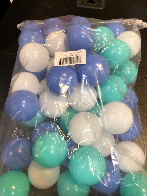 Photo 2 of Ball Pit Balls for Kids - Plastic Balls for Ball Pit, Play Balls for & Playhouse Childrens Toy, Ocean Balls Include a Net Bag 50pcs White&Blue&Green