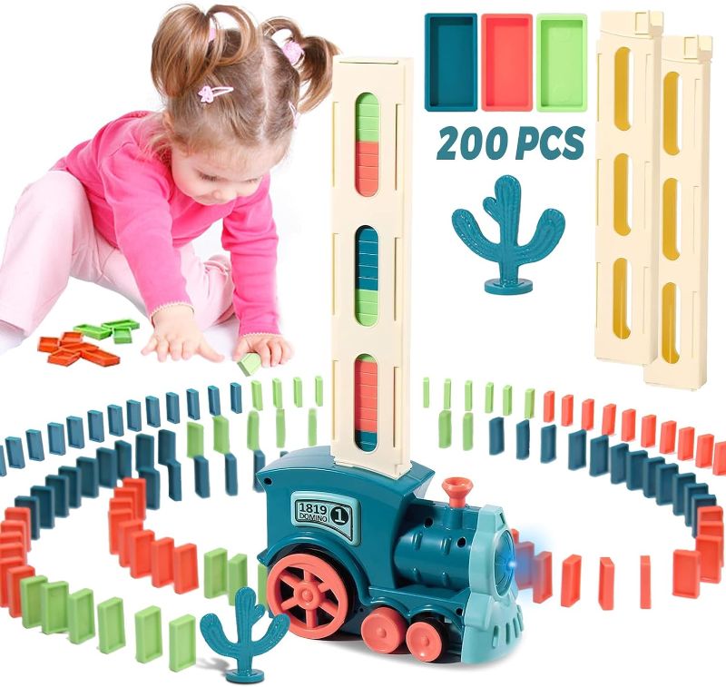 Photo 1 of Domino Train - 200 PCS Automatic Domino Train Toy Set, Fun Domino Games for Kids, Automatic Blocks Laying Toy Train Set, Blocks Domino Set Building and Stacking Toy Gift for Boys and Girls
