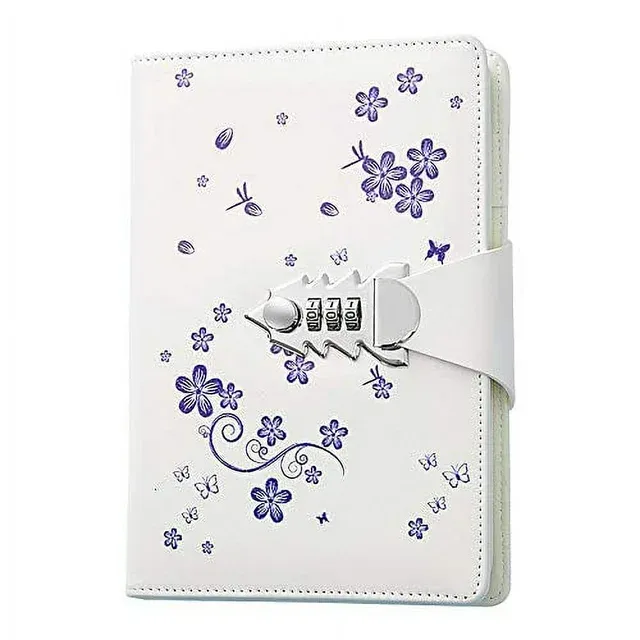 Photo 1 of JunShop A5 PU Leather Password Lock Diary Personalized Journal with Lock Diary with Combination Lock For Girls Boys (Style 3)
