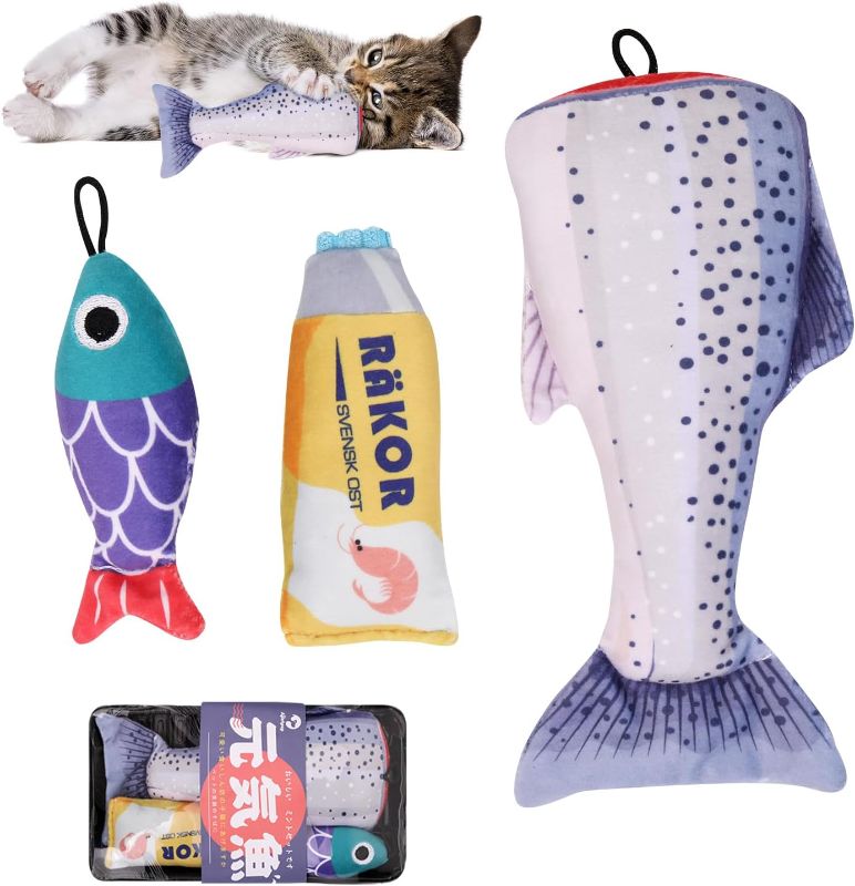 Photo 1 of Catnip Toy, Chew Bite Resistant Toys for Cats,Cat Toys for Indoor Cats, Interactive Cat Toy, Cat Chew Toy with Catnip, Fish Food Catnip Toy Set of 3 (B)
