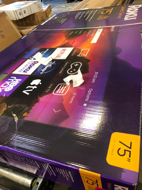 Photo 1 of Roku 75" Select Series 4K HDR Smart RokuTV with Enhanced Voice Remote, Brilliant 4K Picture, Automatic Brightness, and Seamless Streaming Select Series 4K 75"