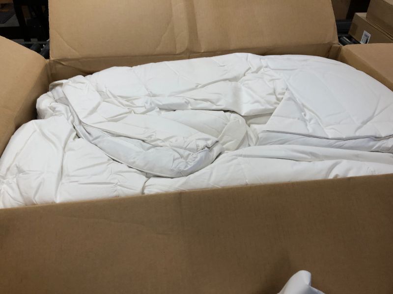 Photo 2 of Serta Feather Down Comforter Queen Size - All Seasons Warmth 300 Thread Count White Down Duvet Insert 500 Fill Power Comforter Insert 100% Cotton Down Proof Cover Full/Queen All Season