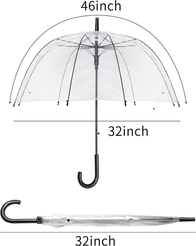 Photo 1 of 46 Inch Clear Bubble Umbrella J Handle Automatic Open Umbrellas Large Transparent Windproof Waterproof Stick Umbrella for Men and Women Wedding Ceremony Event
PACK OF 2